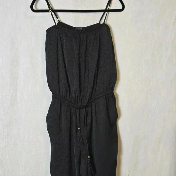 J Crew Crepe Tassel Drawstring Waist Womens Sz S Black Jumpsuit - Picture 3 of 7